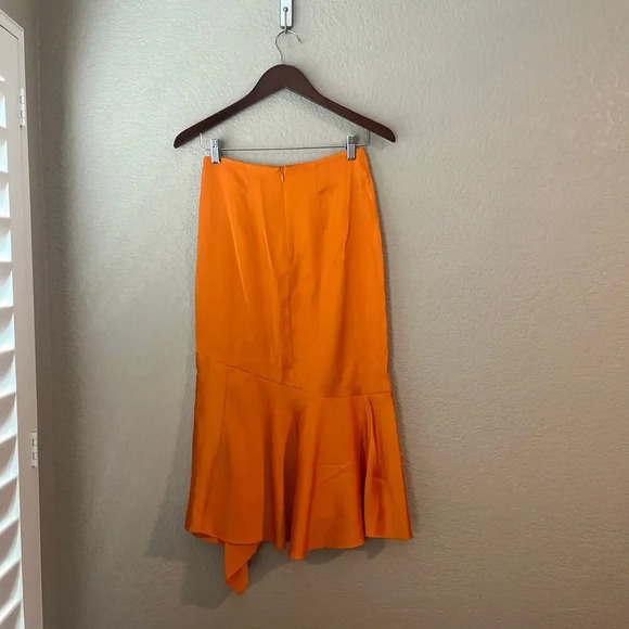 & Other Stories Orange Asymmetrical Midi Skirt - Picture 4 of 7